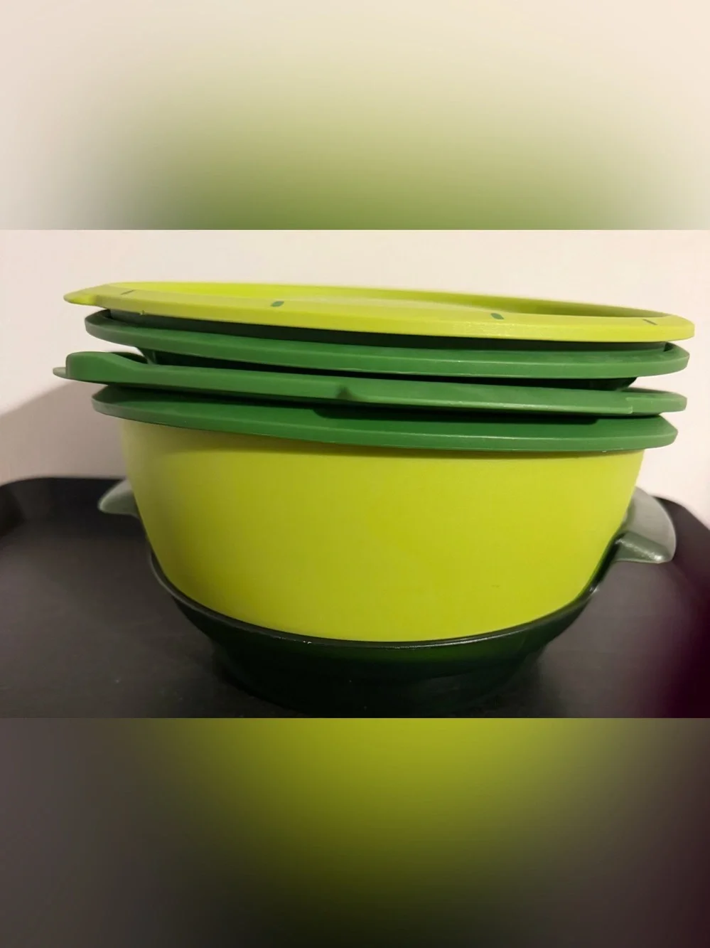 Tupperware Microwave Smart Stack Steamer 4 Piece Set Green Stack Cooker